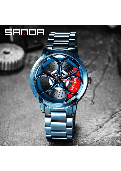 Mavi Kırmızı Sanda Erkek Özel Tasarım Jant Izle Süper Araba Jant Su Geçirmez Yaratıcı Paslanmaz Çelik Erkek Saati Relogio Masculino (Yurt Dışından) indirimleri