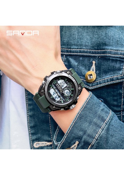 6008 Mor Sanda Erkekler Spor Izle Askeri Saatler LED Kuvars Çift Ekran Su Geçirmez Açık Spor Erkek Kol Saatleri Relogio Masculino (Yurt Dışından)