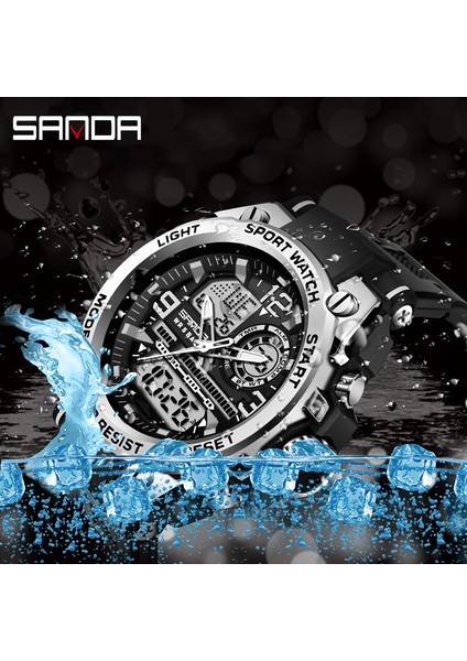 6008 Mor Sanda Erkekler Spor Izle Askeri Saatler LED Kuvars Çift Ekran Su Geçirmez Açık Spor Erkek Kol Saatleri Relogio Masculino (Yurt Dışından)
