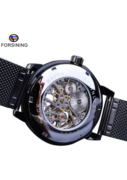 GMT1040-11 Forsining Retro Moda Tasarım Spor Mekanik Saat Aydınlık Eller Şeffaf Örgü Bilezik Erkekler Için Üst Marka Lüks (Yurt Dışından) indirimleri