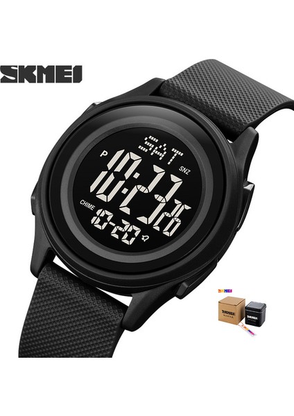 Siyah Siyah Kutu Skmeı Izle Dijital Hareket Spor Izle Erkekler Için Geri Sayım Açık Kol Saati Adam Su Geçirmez Kronometre Çalar Saat Montre Homme (Yurt Dışından)
