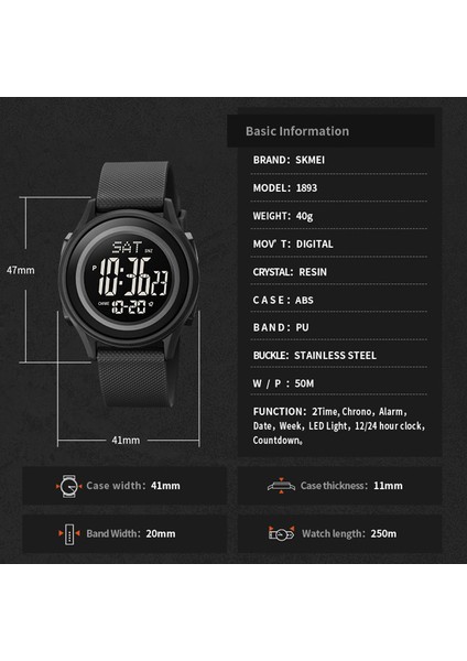 Siyah Siyah Kutu Skmeı Izle Dijital Hareket Spor Izle Erkekler Için Geri Sayım Açık Kol Saati Adam Su Geçirmez Kronometre Çalar Saat Montre Homme (Yurt Dışından) fırsatları