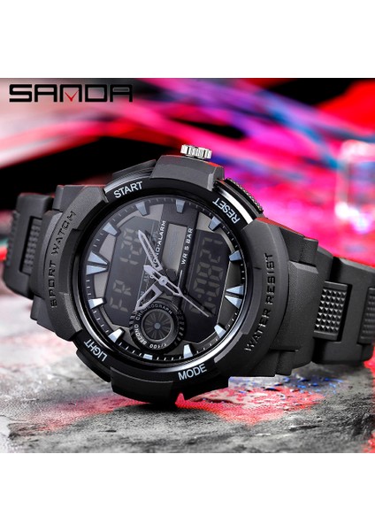 Gül Sanda Saatler Erkekler Için 50 M Su Geçirmez Saat Alarmı Reloj Hombre Çift Ekran Kol Saati Kuvars Askeri Izle Spor Erkek Relogio (Yurt Dışından)