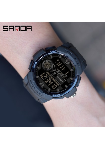 Gül Sanda Saatler Erkekler Için 50 M Su Geçirmez Saat Alarmı Reloj Hombre Çift Ekran Kol Saati Kuvars Askeri Izle Spor Erkek Relogio (Yurt Dışından)