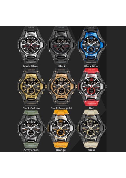 Kırmızı Smael Erkek Spor Kuvars Izle Erkekler LED Dijital 5ATM Su Geçirmez Spor Askeri Saatler Adam Çift Ekran Kol Saati Relogio Erkekler (Yurt Dışından) modelleri