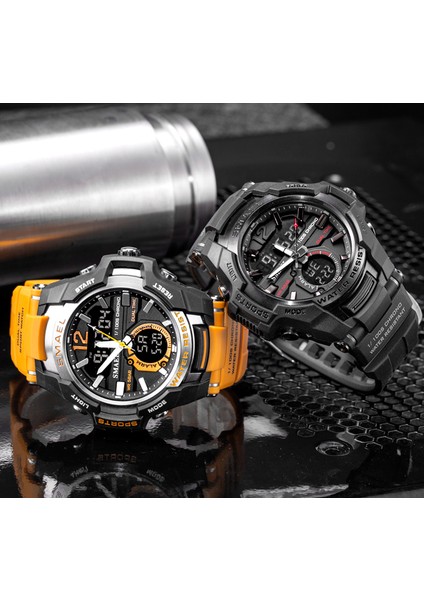 Kırmızı Smael Erkek Spor Kuvars Izle Erkekler LED Dijital 5ATM Su Geçirmez Spor Askeri Saatler Adam Çift Ekran Kol Saati Relogio Erkekler (Yurt Dışından) fırsatları