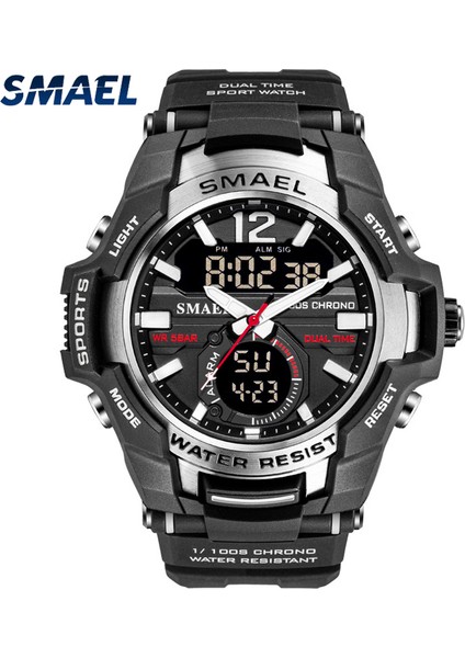 Kırmızı Smael Erkek Spor Kuvars Izle Erkekler LED Dijital 5ATM Su Geçirmez Spor Askeri Saatler Adam Çift Ekran Kol Saati Relogio Erkekler (Yurt Dışından) indirimleri