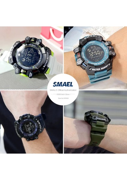 Ordu Yeşil Kutu Smael Moda Elektronik Dijital Saat Erkekler Için Askeri Spor Su Geçirmez Kol Saati Otomatik Tarih LED Saatler Часы Siyah Altın (Yurt Dışından)