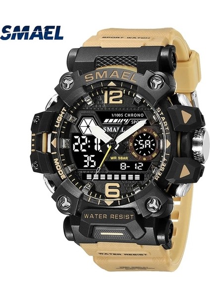 Khaik Smael Marka Erkek Spor Moda Izle 8072 Çift Ekran Analog Dijital Kol Saatleri Erkekler Su Geçirmez Kuvars Askeri Saatler Erkek (Yurt Dışından)