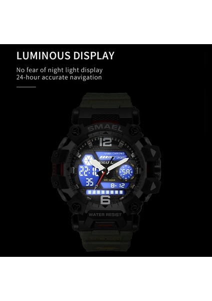 Khaik Smael Marka Erkek Spor Moda Izle 8072 Çift Ekran Analog Dijital Kol Saatleri Erkekler Su Geçirmez Kuvars Askeri Saatler Erkek (Yurt Dışından) modelleri