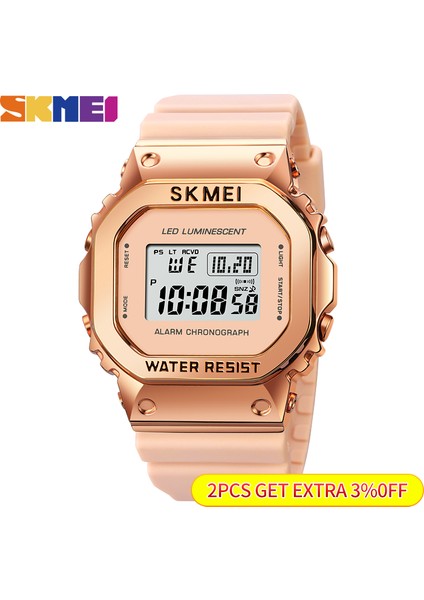 Kutu ile Altın Skmeı Moda LED Işık Dijital Spor Izle Erkekler 3bar Su Geçirmez Chrono Alarm Saatler Tarih Hafta Saat Izle Reloj Hombre 1851 (Yurt Dışından)