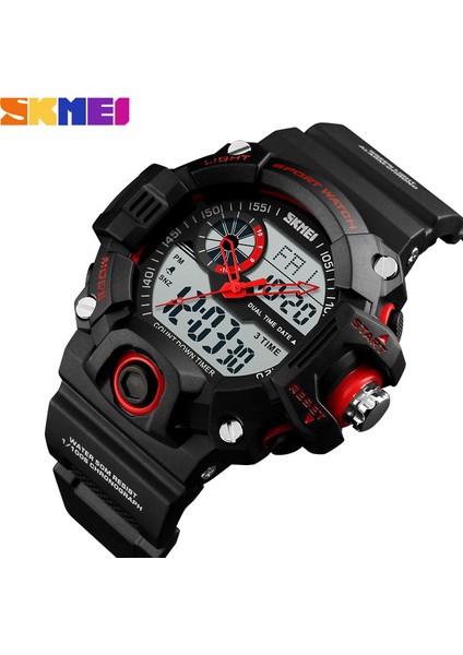 Kırmızı Erkek Spor Izle Relogio Masculino Su Geçirmez Silikon Kuvars Saat Saat Erkek S Şok Askeri Rahat Spor Erkek Saatler Skmeı (Yurt Dışından)