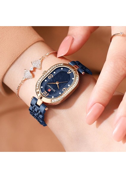 Mavi Rosegold Ödül Izle Kadınlar Lüks Marka Paslanmaz Çelik Taklidi Kadın Bilezik Saatler Kuvars Su Geçirmez Kadın Relogio Feminino (Yurt Dışından) fırsatları