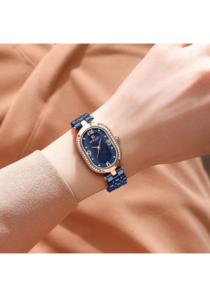 Mavi Rosegold Ödül Izle Kadınlar Lüks Marka Paslanmaz Çelik Taklidi Kadın Bilezik Saatler Kuvars Su Geçirmez Kadın Relogio Feminino (Yurt Dışından) indirimleri