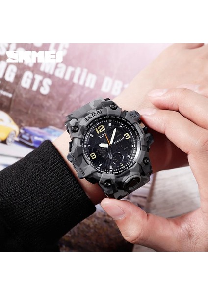 Denim Siyah Skmeı 2 Zaman Erkek Saati Erkek Elektronik Spor Saatler Kronometre Arka Işık Alarmı Su Geçirmez Kuvars Saat Reloj Hombre 1155B (Yurt Dışından) modelleri