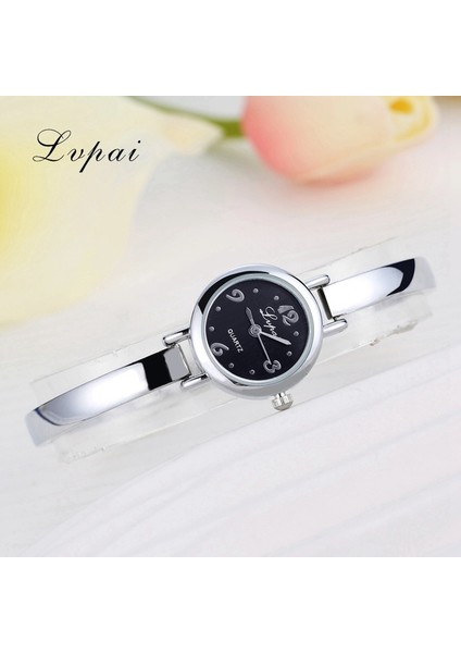 Gümüş Siyah Lüks Izle Kadın Elbise Bilezik Izle Moda Kristal Kuvars Kol Saati Klasik Altın Bayanlar Gündelik Saat Lvpai Üst Marka (Yurt Dışından)