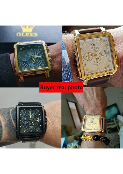 25 Altın Beyaz L 2023 Olevs Orijinal Altın Izle Erkekler Için Lüks Marka Askeri Deri Büyük Altın Chronograph Erkek Kol Saatleri Relogio Masculino (Yurt Dışından)