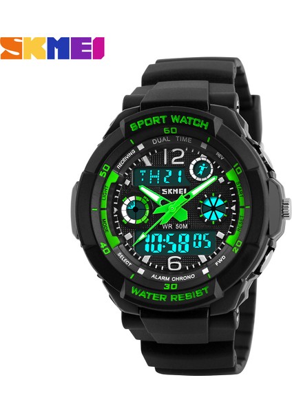 Yeşil S Çocuklar Skmeı Çocuklar Saatler Anti-Şok 5bar Su Geçirmez Açık Spor Çocuk Saatler Moda Dijital Saat Relogio Masculino Kol Saati (Yurt Dışından) modelleri