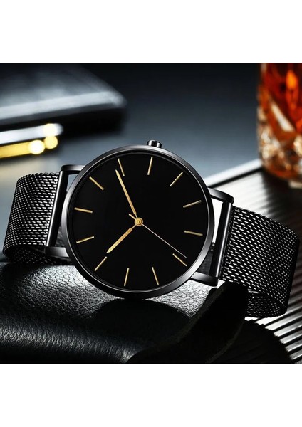 Siyah-Altın-Bilezik Erkek Saat Manyetik Bilezik Ultra Ince Kuvars Izle Erkekler Ince Örgü Çelik Su Geçirmez Spor Saat Siyah Relogio Masculino (Yurt Dışından) modelleri