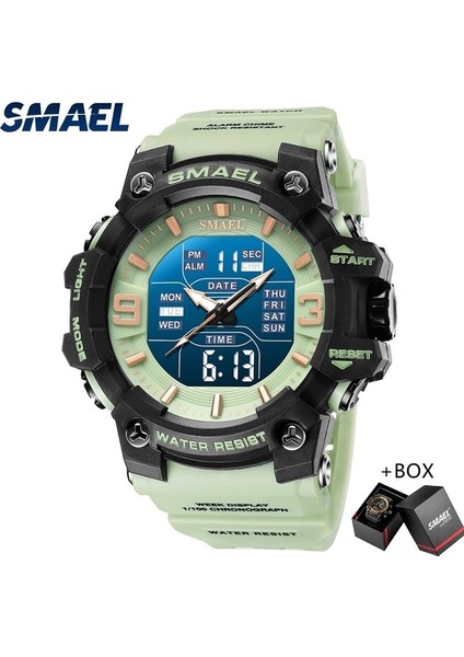 Açık Yeşil Kutu Samel Spor Stil Erkekler Dijital Saat Şok Askeri Saatler Çift Ekran Su Geçirmez Ordu Zaman Kuvars Kol Saati Erkek Spor Saati (Yurt Dışından)