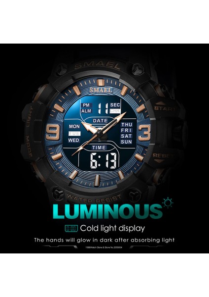 Açık Yeşil Kutu Samel Spor Stil Erkekler Dijital Saat Şok Askeri Saatler Çift Ekran Su Geçirmez Ordu Zaman Kuvars Kol Saati Erkek Spor Saati (Yurt Dışından) modelleri