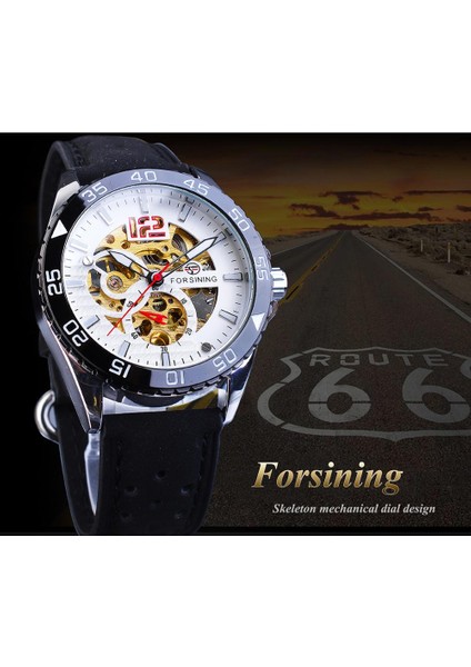 GMT1155-10 Forsining Yeni Moda Mekanik Saat Otomatik Erkekler Erkek Yarış Spor Hakiki Deri Kayış Bilek Saatler Reloj Hombre (Yurt Dışından)