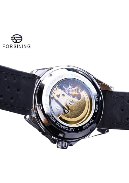 GMT1155-10 Forsining Yeni Moda Mekanik Saat Otomatik Erkekler Erkek Yarış Spor Hakiki Deri Kayış Bilek Saatler Reloj Hombre (Yurt Dışından)