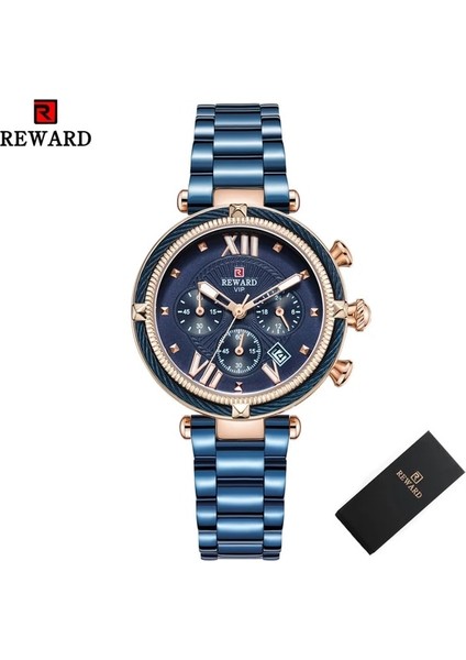 Mavi ve Kutu Ödül 2021 Yeni Altın Izle Kadın Saatler Bayanlar 3 Atm Su Geçirmez Çelik Kadın Bilezik Saatler Kadın Saat Relogio Feminino (Yurt Dışından)