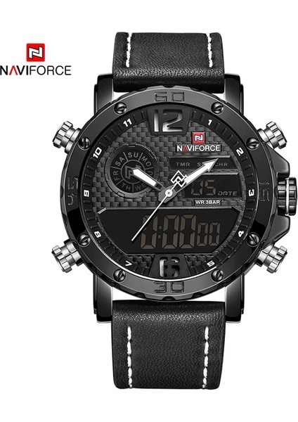 Bwb 2021 Navıforce Üst Marka Spor Saatler Erkek Deri Su Geçirmez Erkek Kuvars Dijital Çift Kol Saati Erkek Saat Relogio Masculino (Yurt Dışından)