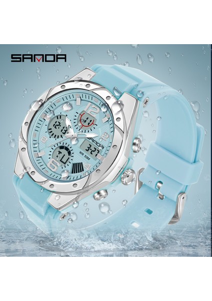 6062 Siyah Yeşil Sanda Yepyeni Spor Saatler Kadın Eğlence Su Geçirmez Darbeye Dayanıklı Izle Çift Ekran Otomatik Tarih Kadın Dijital Kol Saatleri Reloj (Yurt Dışından) fiyatları