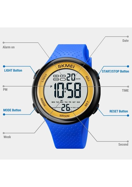 Mavi Erkek Saatler Kronometre Geri Sayım Dijital Kol Saati 5bar Su Geçirmez Spor Izle Erkekler Için Relogio Masculino Skmeı Montre Homme (Yurt Dışından) indirimleri