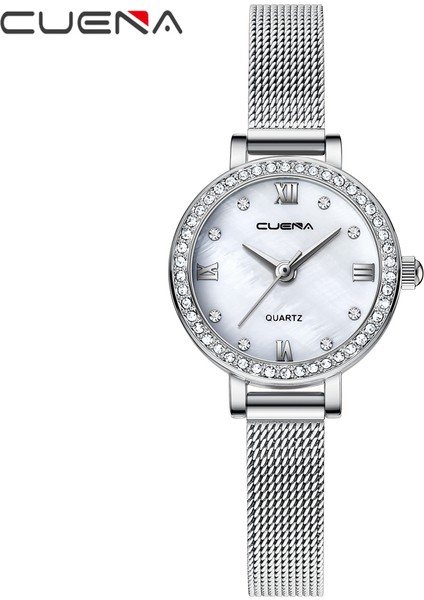 Gümüş Cuena Izle Kadın Üst Marka Lüks Saatler Bayanlar Örgü Kemer Kadın Bilezik Saatler Kadın Saat Relogio Feminino Montre Femme (Yurt Dışından) fiyatları