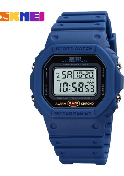 Mavi Reloj Hombre Skmei Marka LED Izle Erkekler Spor Saatler Dijital Askeri Saat 50 M Su Geçirmez Açık Elbise Kol Saatleri (Yurt Dışından)