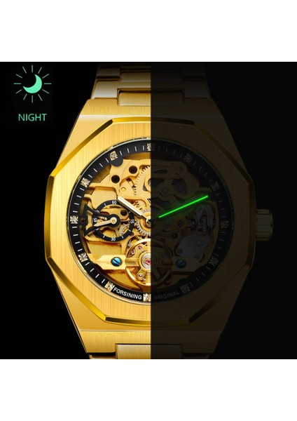 Altın Gümüş Forsining Kol Saati Erkekler Izle Lüks Otomatik Mekanik Adam Saatler Aydınlık Eller Erkek Saati Saat Reloj Hombre (Yurt Dışından)