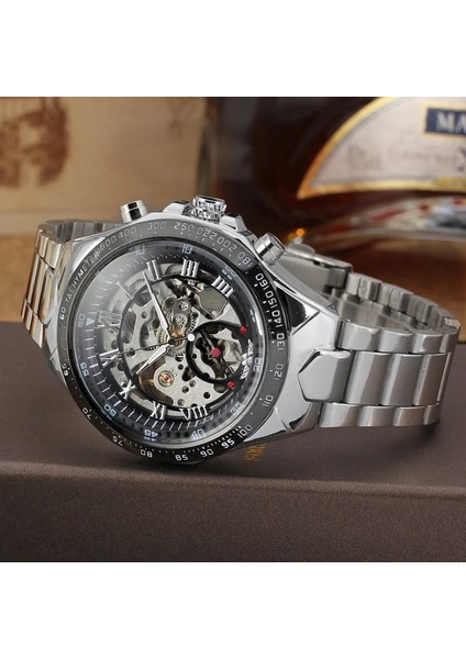 Beyaz Siyah Kazanan Lüks Marka Erkekler Mekanik Kol Saati Paslanmaz Çelik Otomatik Iş Klasik Erkek Izle Saat Reloj Hombre (Yurt Dışından) fırsatları