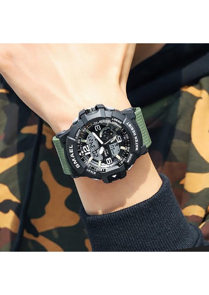 Haki Smael Erkekler Izle Orijinal Üst Marka Kuvars Su Geçirmez Moda Takvim Hafta Alarm Spor Kol Saati Dijital Relogio Masculino (Yurt Dışından)