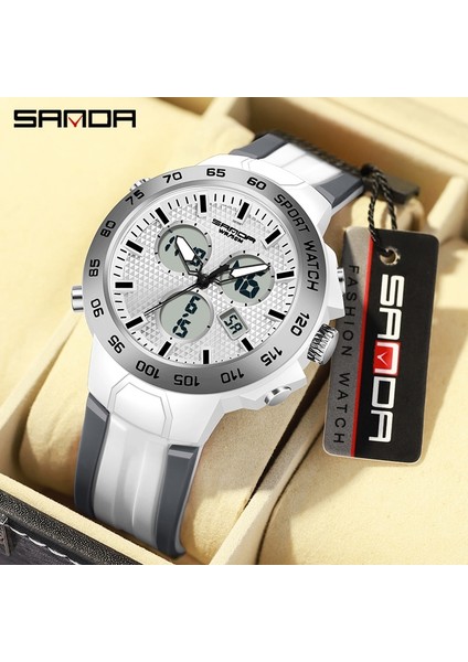 Siyah Sanda Üst Marka Lüks Erkek Saatler Spor Askeri Quartz Saat Erkekler Için LED Dijital Saat Çift Ekran Su Geçirmez Saat Relogio (Yurt Dışından)
