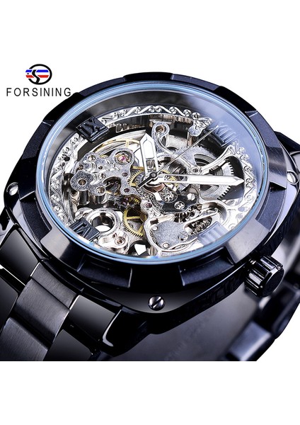 GMT1091-9 Forsining Retro Erkek Otomatik Mekanik Saatı Üst Marka Lüks Tam Altın Tasarım Aydınlık Eller Saat Erkek (Yurt Dışından)