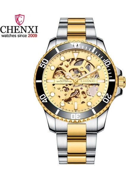 Tüm Altın Chenxı Üst Marka Lüks Spor Mekanik Saat Lüks Altın Izle Erkek Saatler Montre Homme Saat Erkekler Otomatik Izle (Yurt Dışından)