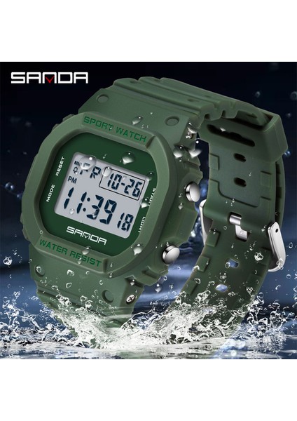Yükseltme Siyah Sanda Erkek Dijital Saatler Su Geçirmez Spor Izle Erkekler Için Alarm Chrono LED Elektronik Saat Kare Adam Kol Saati Reloj Hombre (Yurt Dışından)