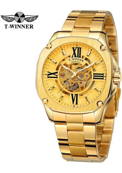 Altın Forsining Lüks Erkekler Bilek Saatler Erkek Su Geçirmez Paslanmaz Çelik Otomatik Mekanik Kol Saatleri Erkek Saat (Yurt Dışından)