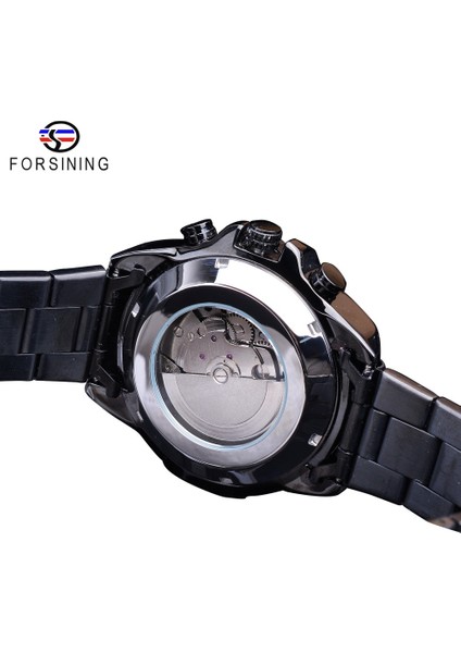 GMT1137-5 Forsining Üç Kadranlı Takvim Paslanmaz Çelik Erkek Mekanik Otomatik Bilek Saatler Üst Marka Lüks Askeri Spor Erkek Saat (Yurt Dışından)