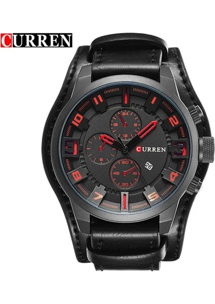 Siyah Siyah Curren 8225 Ordu Askeri Kuvars Erkek Saatler Üst Marka Lüks Deri Erkek Izle Rahat Spor Erkek Saat Izle Relogio Masculino (Yurt Dışından)