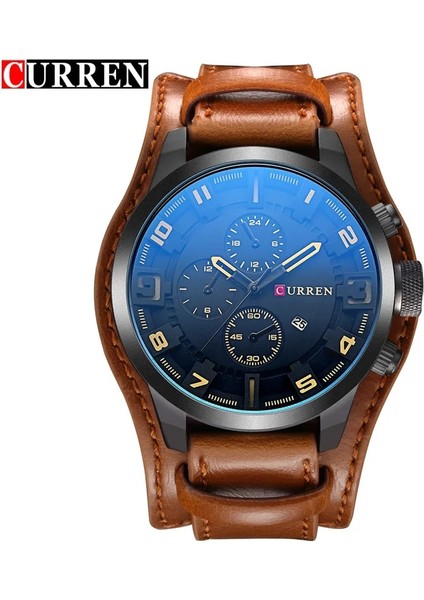 Siyah Siyah Curren 8225 Ordu Askeri Kuvars Erkek Saatler Üst Marka Lüks Deri Erkek Izle Rahat Spor Erkek Saat Izle Relogio Masculino (Yurt Dışından)