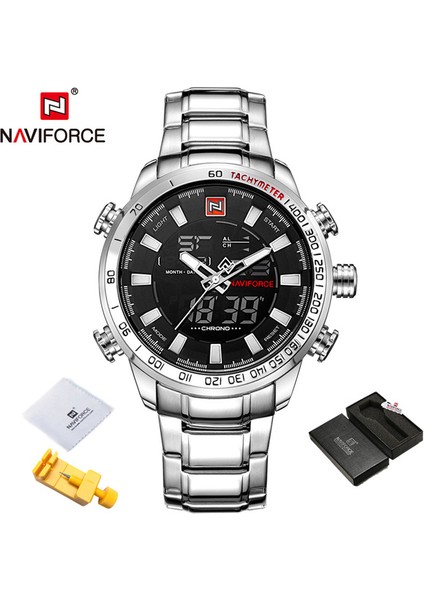 Sbw-Box Navıforce Lüks Marka Erkek Spor Izle Altın Kuvars LED Saat Erkekler Su Geçirmez Kol Saati Erkek Askeri Saatler Relogio Masculino (Yurt Dışından)