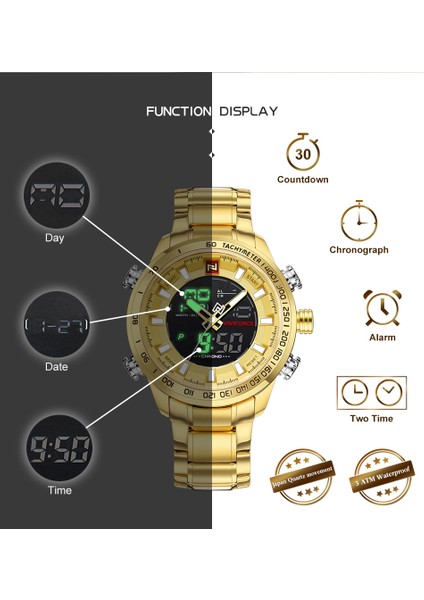Sbw-Box Navıforce Lüks Marka Erkek Spor Izle Altın Kuvars LED Saat Erkekler Su Geçirmez Kol Saati Erkek Askeri Saatler Relogio Masculino (Yurt Dışından) modelleri