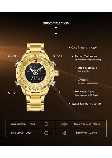 Sbw-Box Navıforce Lüks Marka Erkek Spor Izle Altın Kuvars LED Saat Erkekler Su Geçirmez Kol Saati Erkek Askeri Saatler Relogio Masculino (Yurt Dışından) fırsatları