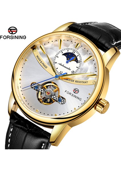 Siyah Mavi Beyaz 2021 Yeni Forsining Erkek Saat Su Geçirmez Deri Tourbillion Erkekler Otomatik Ayfazı Mekanik Kol Saati Relogio Masculino (Yurt Dışından) modelleri