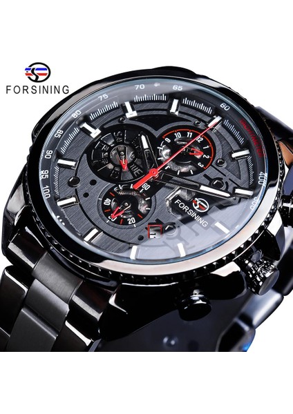 GMT1137-2 Forsining Üç Kadranlı Takvim Paslanmaz Çelik Erkek Mekanik Otomatik Bilek Saatler Üst Marka Lüks Askeri Spor Erkek Saat (Yurt Dışından) fiyatları