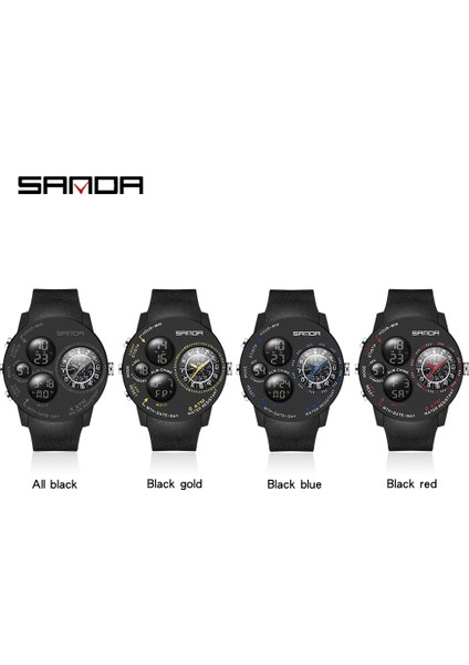 Siyah Kırmızı Sanda Spor Izle Erkekler Saatler Oniki Takımyıldızı Çift Ekran Erkek Izle Erkekler Için Saat Açık Su Geçirmez Kol Saati Saat (Yurt Dışından)
